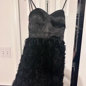 Faviana Black Strapless Floral Dress